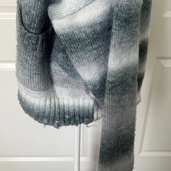 Pacsun Gray Striped Open Button Front Long Sleeve Wool Cardigan Size Medium - Picture 9 of 16